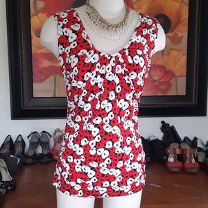 Blouse,Sleeveless, NY&C, Red & Black, stretch